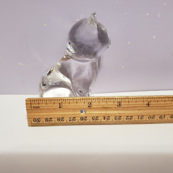 Glass Crystal Lead Clear Cat Kitty Figurine Home Decor Country West Germany 3" - Picture 8 of 8